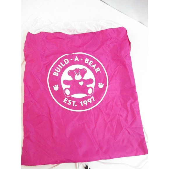 BAB Backpack Cinch Bag Drawstring Tote Pink/White - Picture 2 of 3